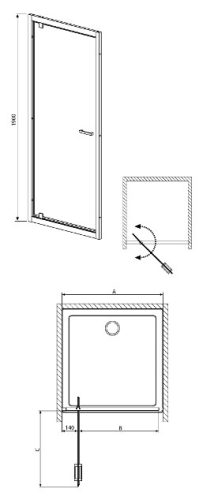 Twist DW 70 nyílóajtós zuhanyajtó méretei