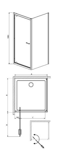 Twist DW+S 80x80 szögletes nyílóajtós zuhanykabin méretei