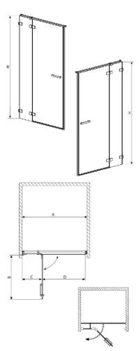 Euphoria DWJ 120 nyílóajtós zuhanyajtó méretei