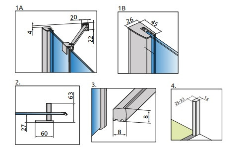 Essenza New DWJ 110 cm nyílóajtós zuhanyajtó méretei