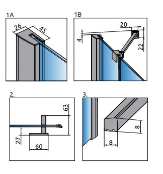 Essenza New KDD 90x90 cm nyílóajtós zuhanykabin rajz