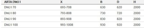 Arta DWJ I. 80 zuhanyajtó méretek