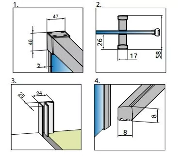 Idea KDJ 100x90 cm tolóajtós zuhanykabin rajz