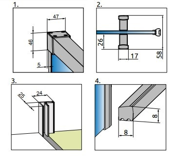 Idea KDJ 100x100 cm tolóajtós zuhanykabin részlet rajz