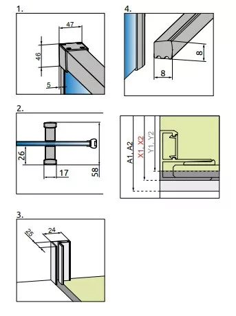 Idea Black KDJ 110x90 cm tolóajtós zuhanykabin rajz