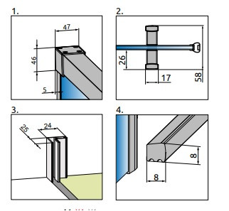 Idea KDD 90x90 cm tolóajtós zuhanykabin rajz