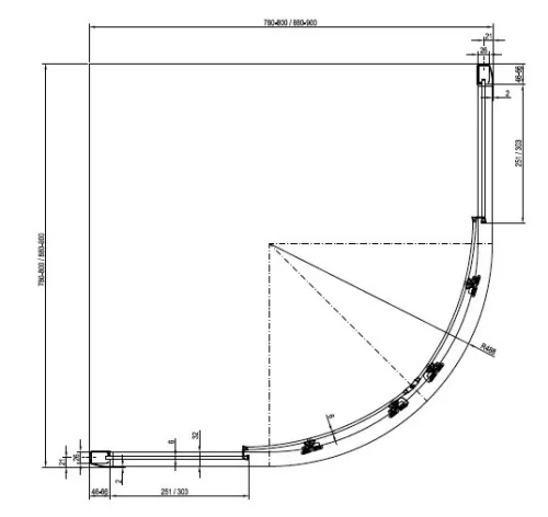 BLCP4 Sabina 80x80 íves zuhanykabin méretei