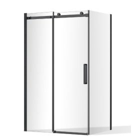 Sanipro OBZD2 + OBZB Black 120x90 cm tolóajtós zuhanykabin
