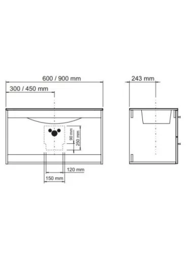 Libato 90 cm fürdőszobabútor alsó, antracit