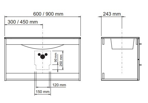 Libato 90 cm alsóbútor mosdóval méretei