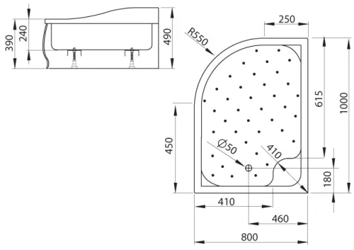 Korfu E 100x80 magasított zuhanytálca méretei