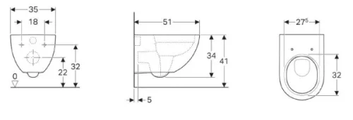 Acanto Rimless fali WC csésze méretei