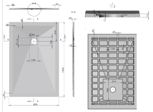 Sanotechnik Kreta 120x80 cm téglalap öntött márvány zuhanytálca