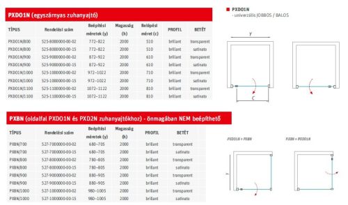 Roltechnik PXDO1N 80 + PXBN 90 nyílóajtós zuhanykabin