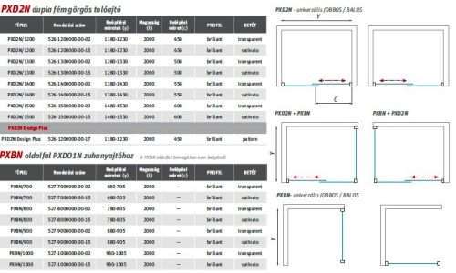 PXD2N+PXBN 120x90 tolóajtós zuhanykabin méretei