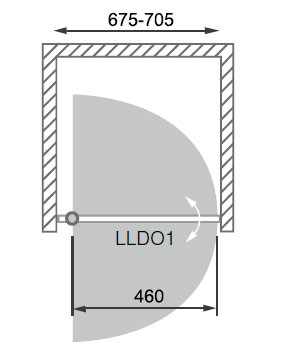LLDO1-70 nyílóajtós zuhanyajtó méretei