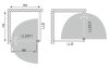 LLDO1 + LLB 80x70 szögletes zuhanykabin rajz
