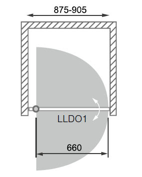 LLDO1-90 nyílóajtós zuhanyajtó méretei