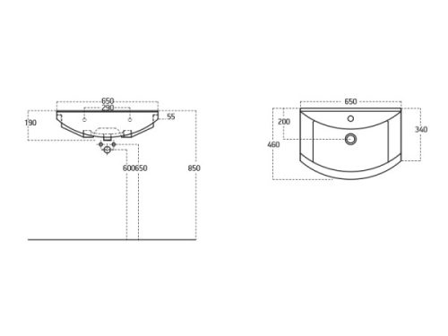 Zenon 65x46 cm mosdó méretei