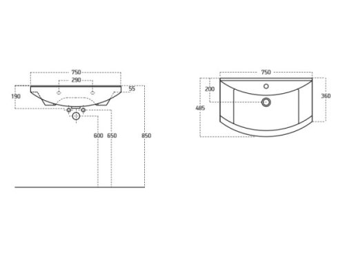 Zenon 75x50 cm mosdó méretei