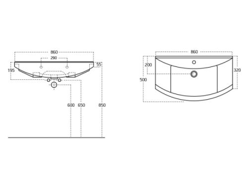 Zenon 85x50 cm mosdó méretei