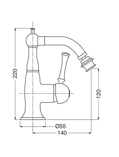 Denver bidet csaptelep 6423, króm méretei