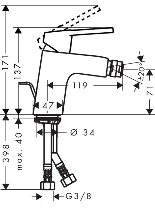 Logis Loop bidet csaptelep 70 méretei
