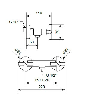 Rodos zuhany csaptelep króm 7346 méretei