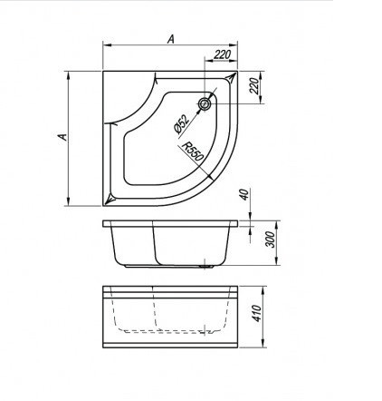 Dixie 90x90 mély zuhanytálca méret