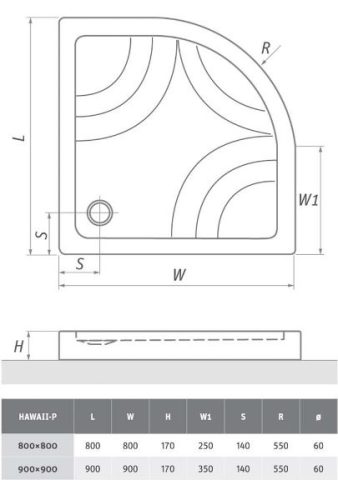Roltechnik Hawaii-P 80 íves zuhanytálca