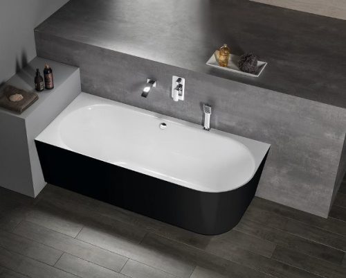 Sussi L 150x70 cm szabadon álló öntött márvány kád fekete/fehér balos