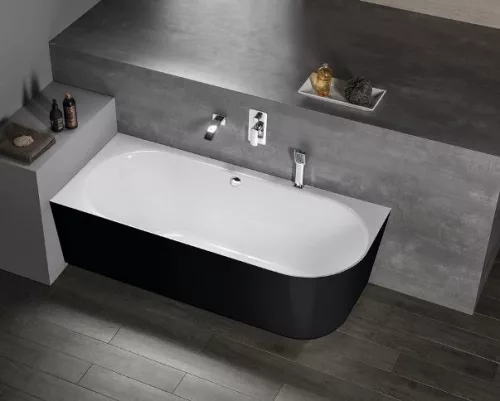 Sussi L 150x70 cm szabadon álló öntött márvány kád fekete/fehér balos