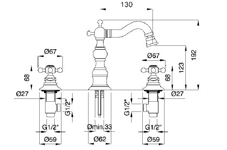 Arcadia bidet csaptelep 8325, króm méretei