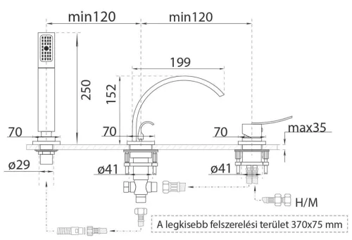 M-Acryl Trend süllyesztett kádtöltő csaptelep