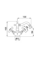 Princeton bidet csaptelep 844, króm méretei