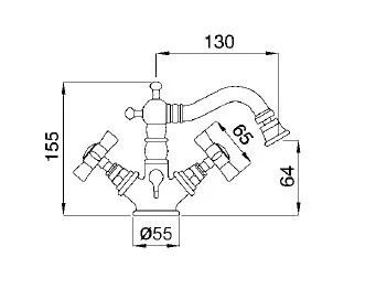 Princeton bidet csaptelep 844, króm méretei