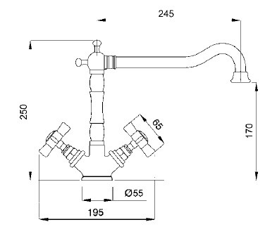 Princeton álló mosogató csaptelep 851 méretei