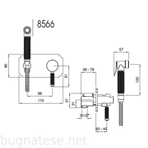 Athena fali bidet csaptelep 8566 méretei