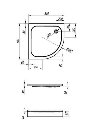 Eco Quat TKP 90 íves sarokkabin szett