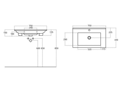 Atria 75x47 cm mosdó méretei