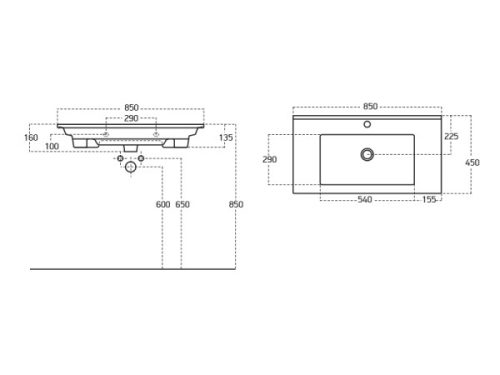 Atria 85x45 cm mosdó méretei