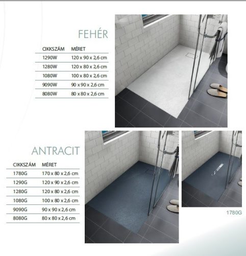 Sanotechnik SMC 90x90 cm méretre vágható zuhanytálca