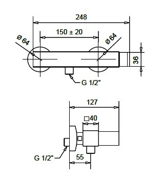 Tetris zuhany csaptelep 9138 méretei