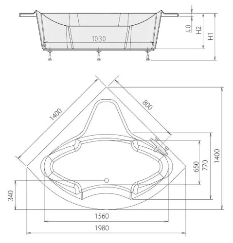 Simona 140x140 sarok akrilkád méretei