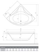 Sabrina Neo 140x140 sarok akril kád méretei