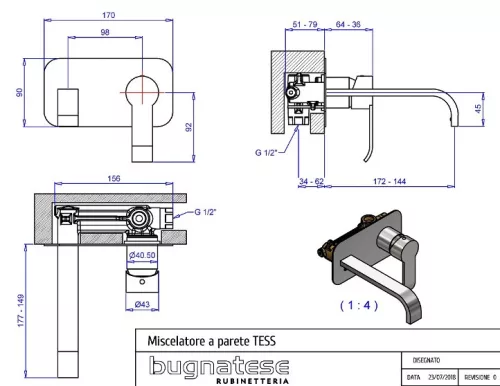 Bugnatese Tess fali mosdó csaptelep 9643