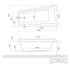 Eva Side 150x80 aszimmetrikus akrilkád méretei