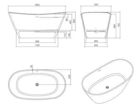 Stone Amore 160x85 öntött márvány kád méretei