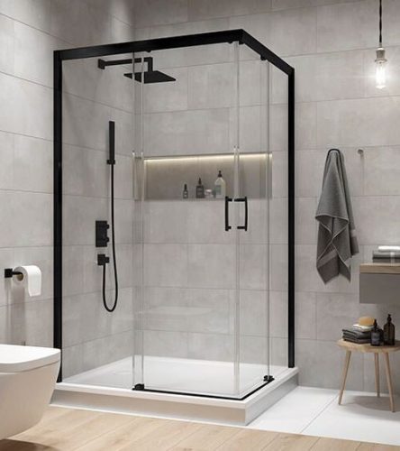 Sanplast KN/FreeZone Black 90x80 szögletes zuhanykabin