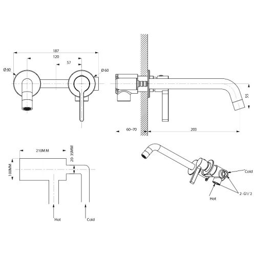 Sapho Iconic fali mosdó csaptelep